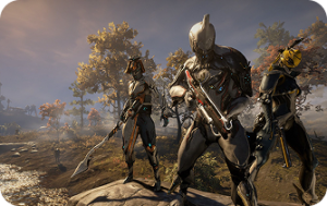 Newest Warframe fighting enemies in Tenno mission with ability effects active