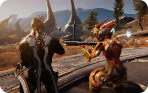 Newest Warframe fighting enemies in Tenno mission with ability effects active