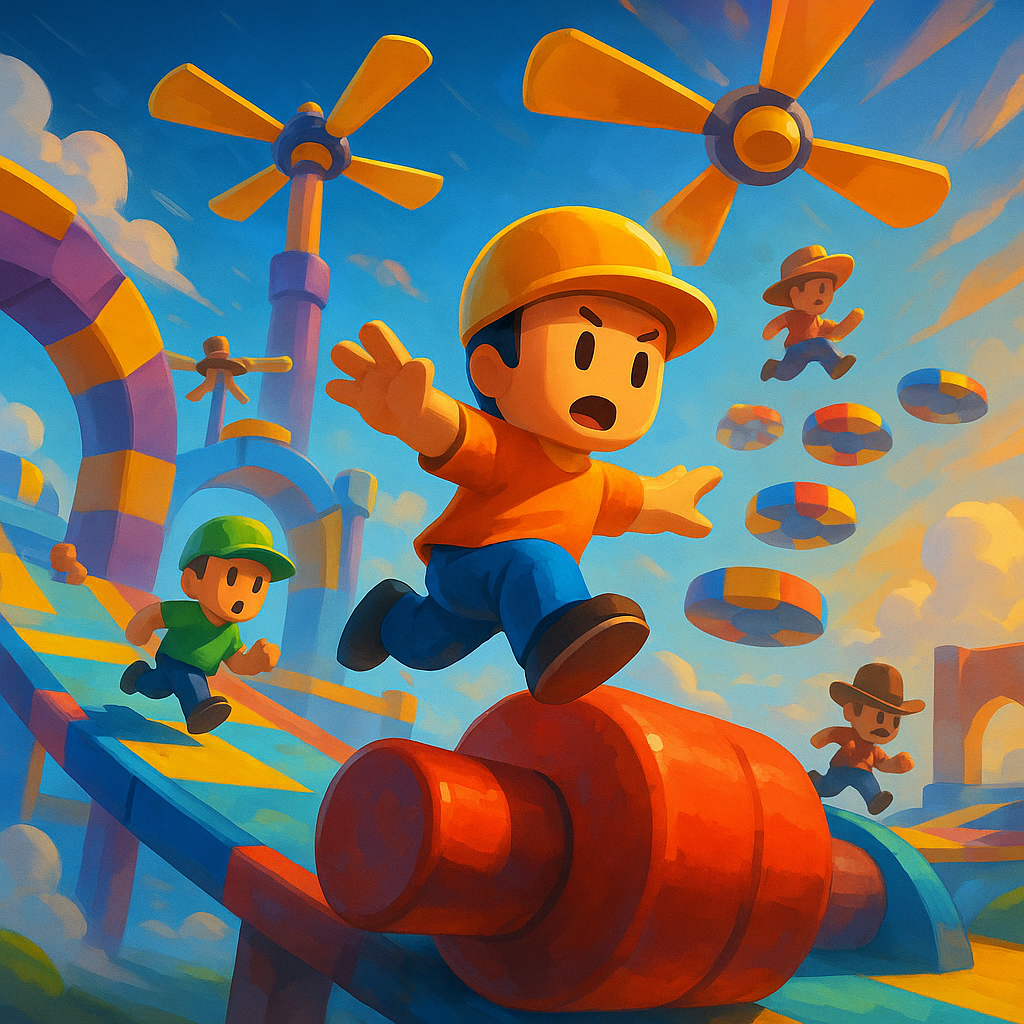 Colorful obstacle race moments from Stumble Guys iOS