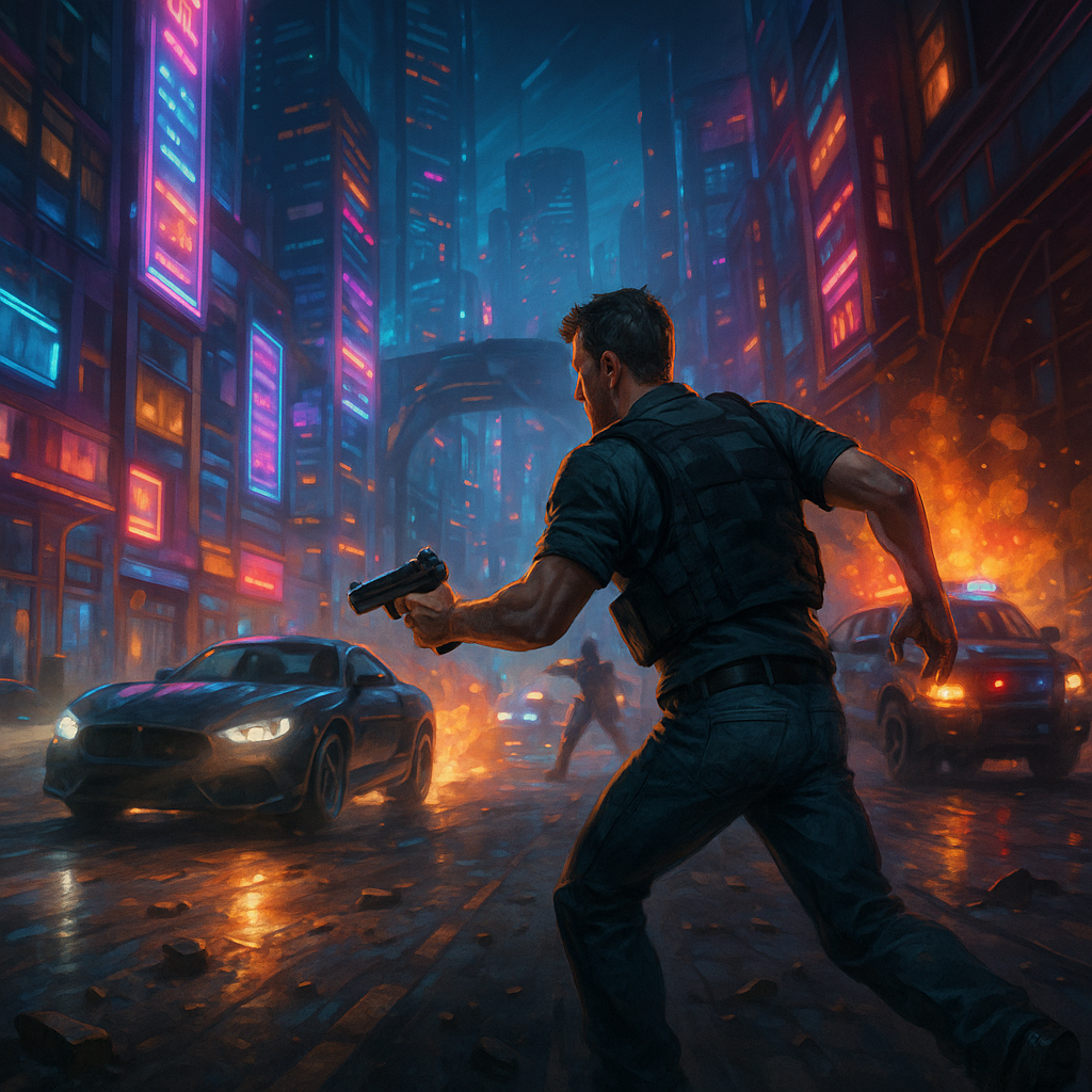 Los Santos skyline scene from Grand Theft Auto V Enhanced review artwork