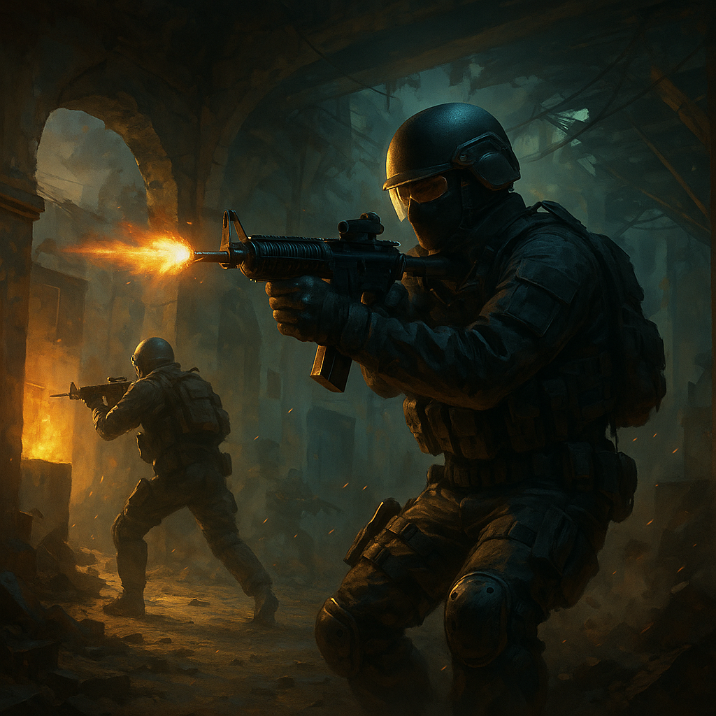 Tactical match atmosphere featuring counter strike global offensive