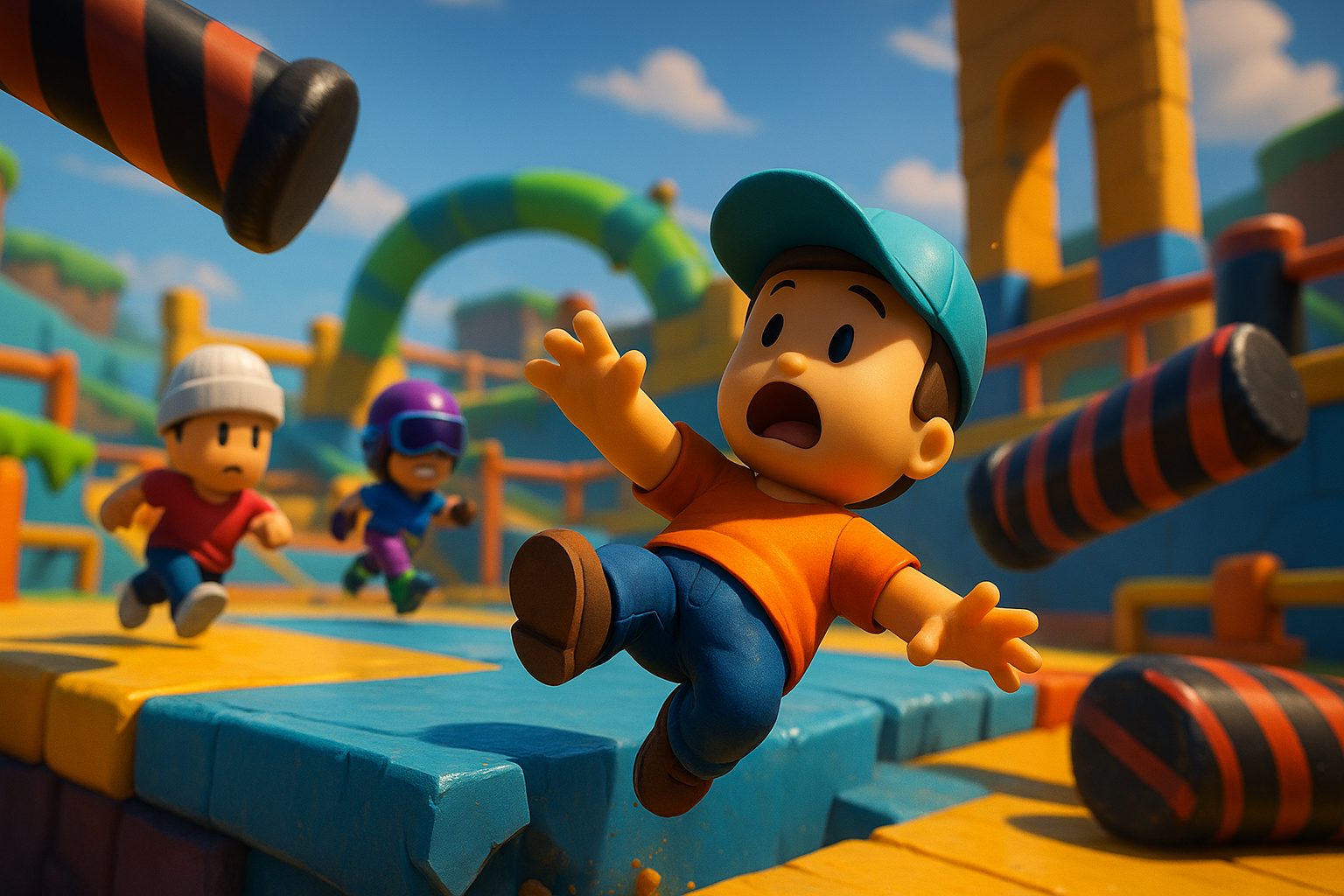 Pure Party Chaos in Stumble Guys Web Platformer Action - gameplay scene in Falling, Laughing, and Racing Through Stumble Guys Web